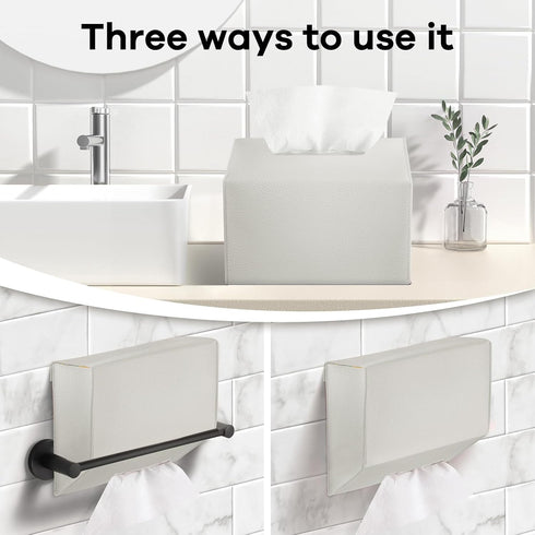 QUISBE (Cream-1 Pack) Disposable Hand Towel Box Cover Compatible with Kleenex Disposable Paper Hand Towels, Leather