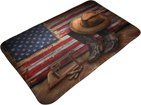 American Western Cowboy Carpet Playmat Rug 20"X32", Non-Slip Soft Rug for Living Dining Room Entrance Doormat