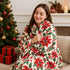 60 50 Poinsettias Cozy Serafina Home Holiday Christmas Fleece Throw Blanket- x Plush White Throw with Red Green Holly