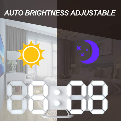 EDUP HOME 3D LED Digital Wall Clock/Desk Alarm Clock with Remote Control, 9.7" LED Night Light