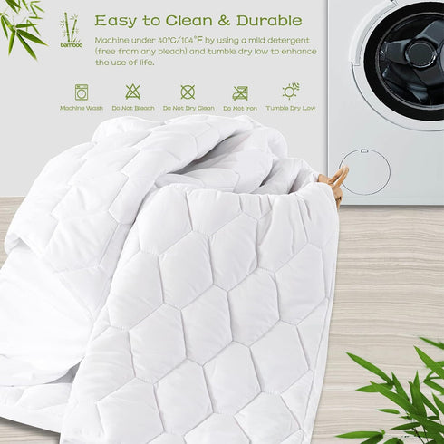 18" GRT Twin XL Mattress Protector Waterproof, Rayon from Bamboo, Cooling Quilted Fitted Mattress Pad, Noiseless