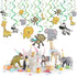 Konsait Jungle Animal Hanging Swirl Decoration, 30 Pack Safari Theme Zoo Swirls for Birthday Party Decor