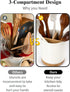 LoeJan 3 Compartment Utensil Holder, 7.2” Extra Large Stable Ceramic Organizer for Kitchen Counter (White Glossy)