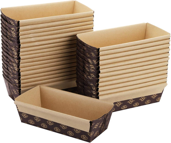 Lawei 30 Pack Disposable Paper Loaf Pans, 6 x 2.5 x 2 inch Baking Pans for Quick Bread
