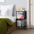3-Tier ETELI Side Table Small Tall S-Shaped End Table with Open Book Shelf Industrial Black S-Shaped Bookcase Bedside