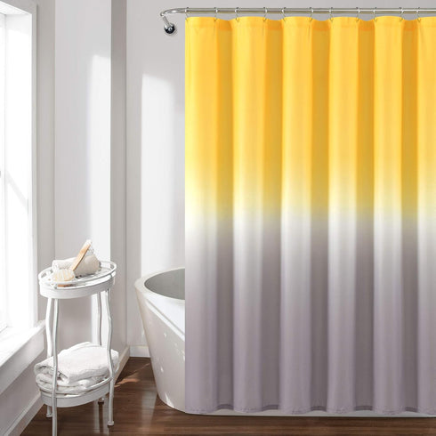 Lush Decor Umbre Fiesta Shower Curtain, 72" x 72", Yellow and Gray Design