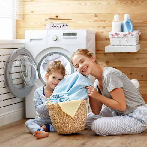 Bamboo Laundry Detergent Sheets Organizer with Acrylic Storage Container