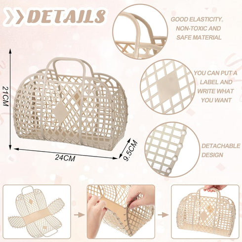 8 Tatuo Pcs Jelly Bags Bulk Jelly Purse Plastic Basket Party Favor Beach Handbags Easter Egg Basket for Women Girls