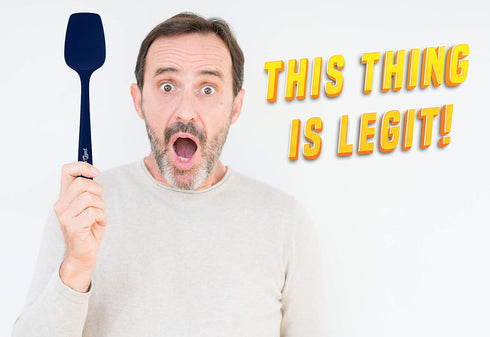 Silicone Spoon Spatula, 600ºF Heat-Resistant Non-Stick Rubber Spoonula, UpGood Kitchen Utensils, Blue