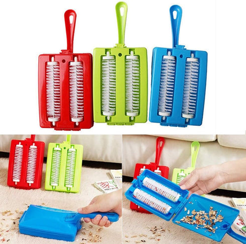 Carpet Sweeper Gadgets for Home, Twin Roller Type Hand-Held Brush for Pet Hair, Dust, and Small Rubbish Cleaning