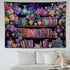 keowhsf Pink Purple Flower Bookshelf Wall Tapestry Colorful Tapestries for Bedroom Aesthetic Floral Tapestry Wall
