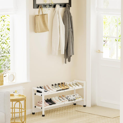 2-Tier 19"-43.3" Closet,Hall Mavivegue Expandable Shoe Rack, Adjustable Shoe Rack for Entryway,Front Door,Garage