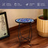 Kaesithar 15 Inch Tall Outdoor Side Table, Metal Patio End Table with Twin Koi Fish Pattern, Rust Proof Black Small