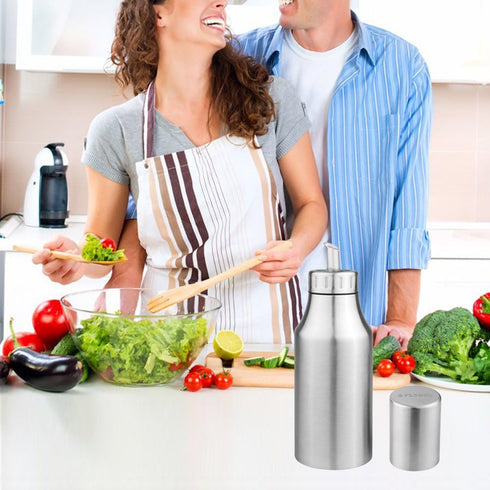 Flyboo 34oz Olive Oil Dispenser - Stainless Steel Leak Proof Decanter for Kitchen