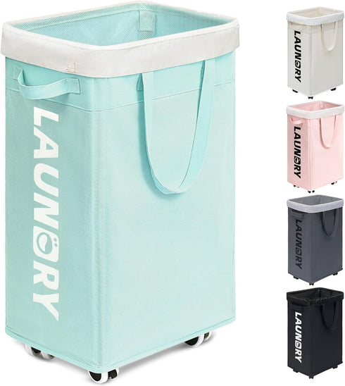 Goodpick Rolling Laundry Basket with Wheels,75L Large Collapsible Laundry Hamper with Removable
