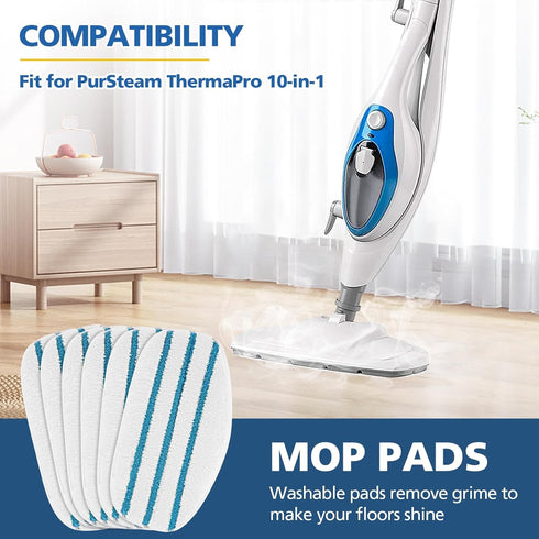 LINNIW 8 Pack Replacement Steam Mop Pads, Compatible with PurSteam ThermaPro 10-in-1