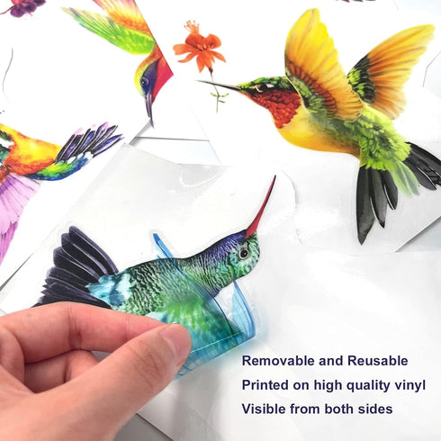 20 Pieces Large Hummingbird Window Decals, Anti-Collision Clings to Prevent Bird Strikes on Glass, Non-Adhesive Vinyl