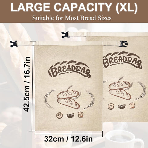 FONDFRAMORY (2 Pack) Beeswax Bread Bags for Sourdough, Large Size Sourdough Bread Bags with Beeswax to Keep Freshness