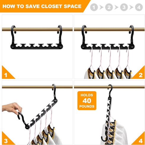 8-Pack Closet Organizers and Storage - Heavy Clothes Hangers for Home Organization, College Dorm Essentials