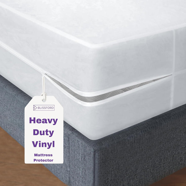 BLISSFORD Plastic Mattress Protector, Zippered Cot Size, Waterproof Vinyl