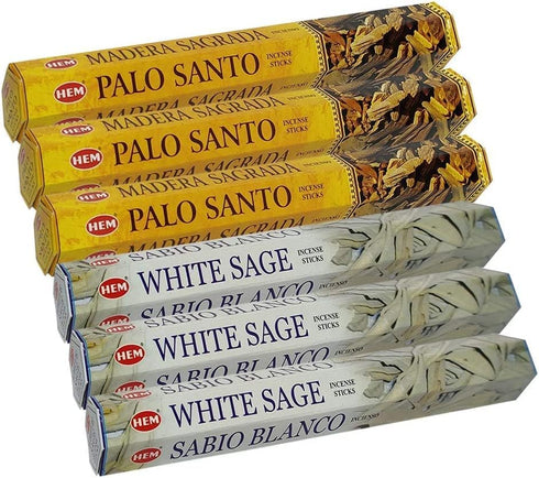 White Sage Incense Sticks and Hem De Palo Santo Bundle - Incense Holder for Smudging, Natural Aromatic Home Fragrance