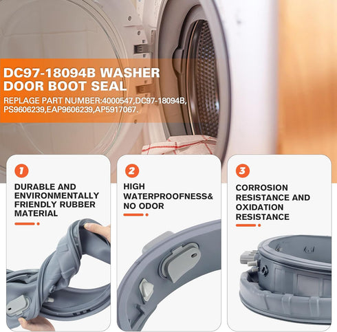 DC97-18094B Washer Door Boot Seal Gasket Diaphragm & 383EER4001A Washer Inner/Outer Tub Spring Expansion Tool by