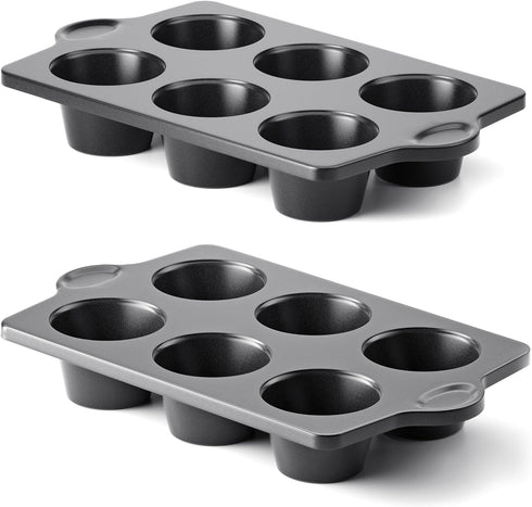 HONGBAKE Nonstick Jumbo Muffin Pan, 2 Pack Large Cupcake Tin for Baking, 3.5dia, 6 Cup, Extra Thick
