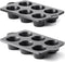 HONGBAKE Nonstick Jumbo Muffin Pan, 2 Pack Large Cupcake Tin for Baking, 3.5dia, 6 Cup, Extra Thick