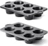 HONGBAKE Nonstick Jumbo Muffin Pan, 2 Pack Large Cupcake Tin for Baking, 3.5dia, 6 Cup, Extra Thick
