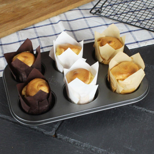 180 Pieces Tulip Baking Paper Cups Cupcake Muffin Liners in 3 Colors: White, Natural, Brown