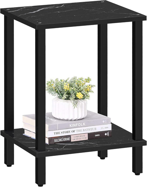 TUTOTAK End Table, Side Table, Nightstand, 2-Tier Storage Shelf, Sofa Side Table
