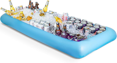Novelty Place Inflatable Ice Serving Buffet Bar with Drain Plug, Blue Salad Food Tray and Drinks Cooler for Party