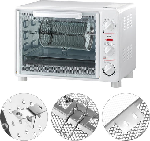 360 Degree Heating Air Fryer Oven Basket, Stainless Steel Rotisserie Cages for Baking Nuts, Coffee Beans, BBQ Roaster