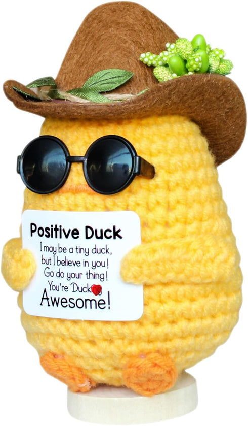 Positive Duck Decor, Crochet Duck Gifts, Mini Positive Crochet Animals, Positive Potato,