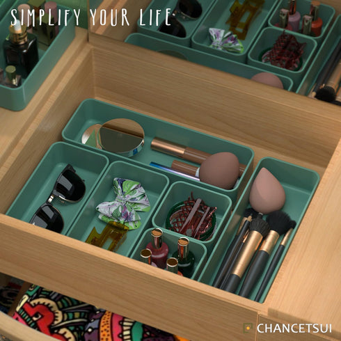CHANCETSUI 6 PCS Stackable Drawer Organizers Set, Versatile Storage Bins for Makeup, Bathroom, Bedroom, Kitchen,