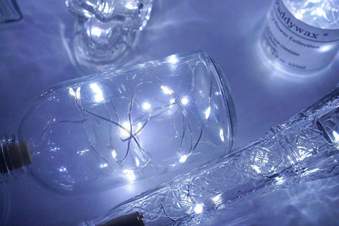 15 LED Wine Bottle Lights with Cork Switch, 8 Pack Battery Operated Mini Fairy Copper Wire String Lights (Cool White)