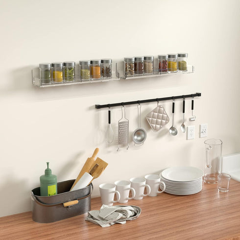 Acrylic Spice Rack Wall Mount, Hanging Spice Shelf Racks for Seasonings, Kitchen Spice Jars Wall Organizer Storage