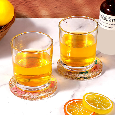 Amabro Set 2, Dried Flower Drink Coasters, Floral Resin Drink Cup Mat of Non-Slip Coasters for Tabletop Protection