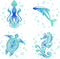 GORGECRAFT 4PCS 6.3” Sea Turtles Window Clings, Static Sea Animal Glass Decals for Bathroom Film