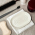 WUCYLKA (1 Pack) Ceramic Marble Pattern Soap Dish, Textured Raised Soap Saver Tray for Shower Bathroom Kitchen Sink