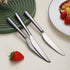 Black Dinner Knives Set, 12 Pieces, Titanium Plating Stainless Steel, Dishwasher Safe Cutlery Set