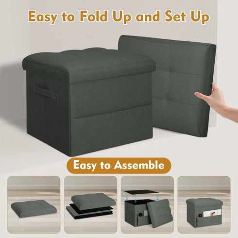 300 lbs, 17x13x13IN(Black BelugaHelper Small Ottoman with Storage, Foldable Ottoman Foot Rest Stool with Thicker Foam
