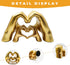 Oooct 2 Pack Gold Heart Hands Sculpture Decor, Resin Golden Modern Abstract Love Finger Statue, Gold Hand Model