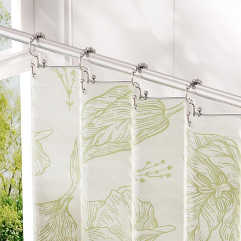 Amazer Shower Curtain Hooks, Plastic Double Shower Curtain Rings for Bathroom Shower Curtain Rod - Set of 12, Nickel