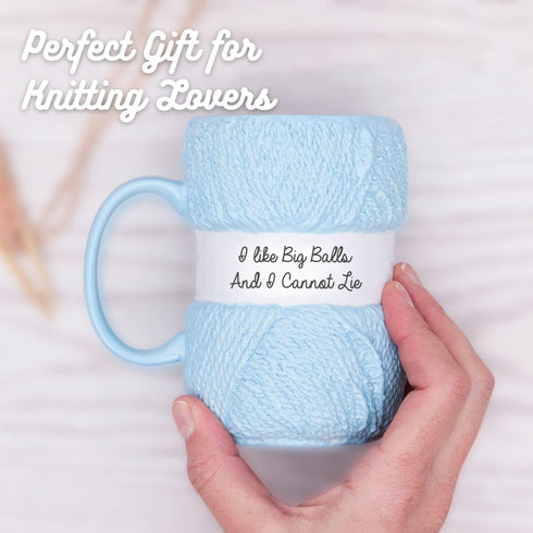 Boxer Gifts ‘I Like Big Balls And I Cannot Lie’ Yarn Mug, Realistic Wool Detailing, Fun Gift for Women