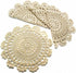 kilofly Handmade Crochet Round Cotton Lace Table Placemats Doilies Value Pack, 4 Medallion, 13 x 13 Inch, Beige