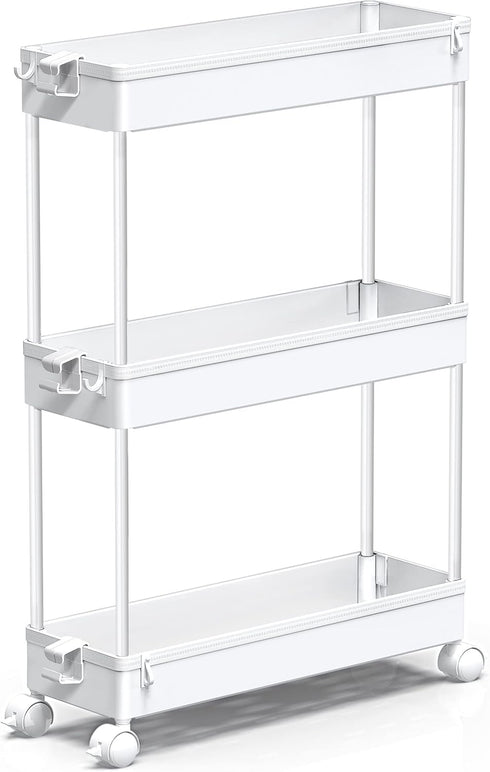 SPACEKEEPER Slim Rolling Storage Cart, 3 Tier Bathroom Storage Organizer Laundry Room