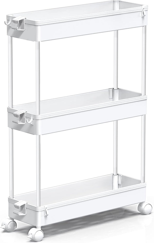 SPACEKEEPER Slim Rolling Storage Cart, 3 Tier Bathroom Storage Organizer Laundry Room