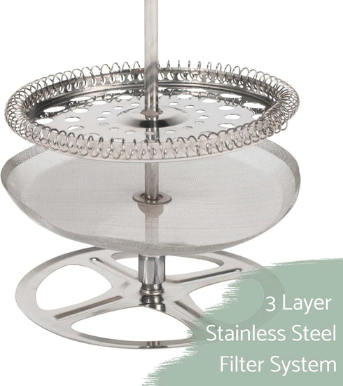 Elanze Designs Stainless Steel 1 Liter Glass French Press Coffee Maker