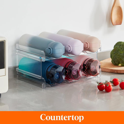 Lifewit Stackable Water Bottle Organizer, 2Pack for Cabinet and Kitchen Pantry Storage, Holds 6 Bottles